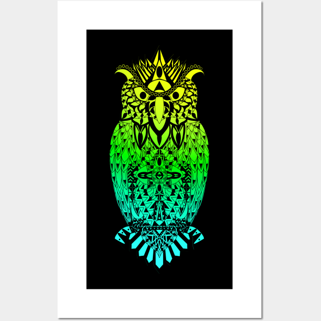 magical owl bird pattern ecopop Wall Art by jorge_lebeau